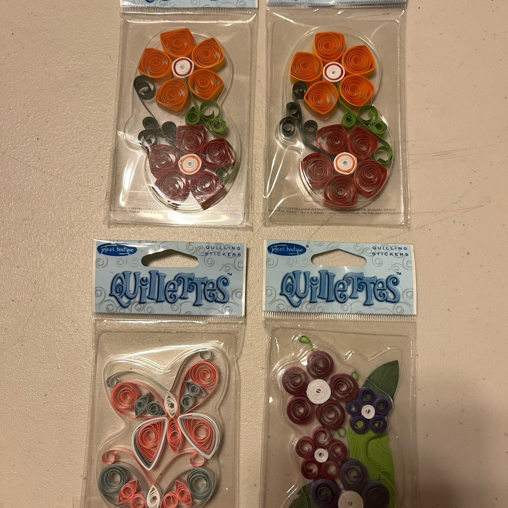 4 bags of vintage 3d Quillettes butterfly’s and flowers